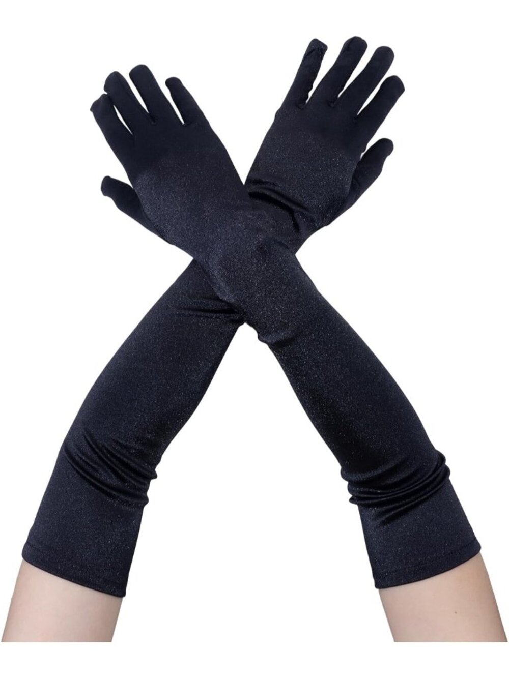 Women Black Elbow Length 1920s Costume Halloween Long Opera Satin Gloves